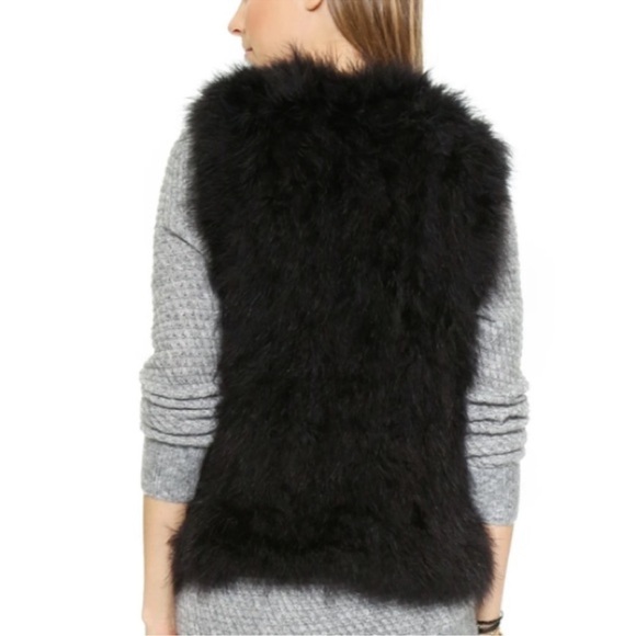 Club Monaco Black Marabou Feather Vest Size Small - Picture 16 of 16